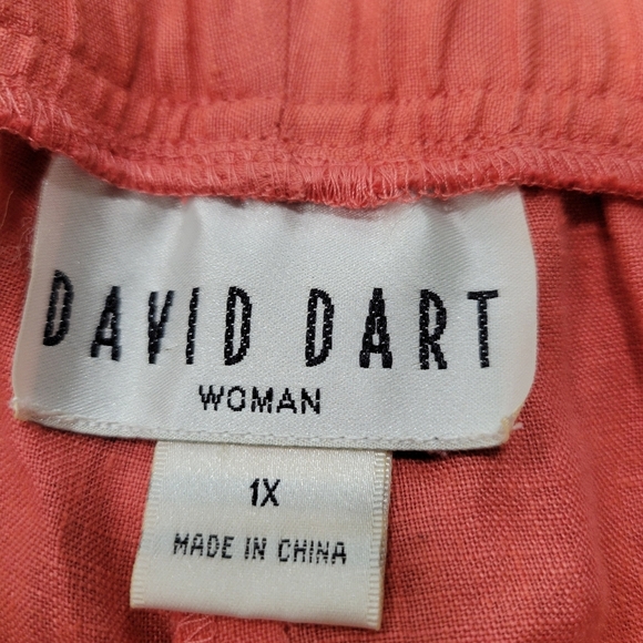 David Dart 100% Linen Crop Pants Coral Pink Size 1X - Picture 7 of 9